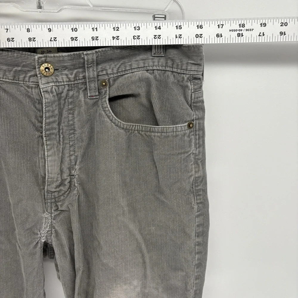 J.CREW Vintage Slim Straight Gray Corduroy Pants Distressed Grunge Men32X34